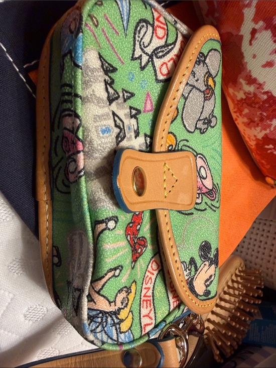Dooney & Bourke Accessories - Dooney & Bourke Green Disney Printed Crossbody with Tan Trim